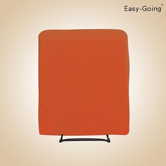 Easy-Going Recliner Stretch Sofa Slipcover Sofa Cover 4-Pieces Furniture Protector Couch Soft with Elastic Bottom Polyester Spandex Jacquard Fabric Small Checks(Recliner,Orange,Large)