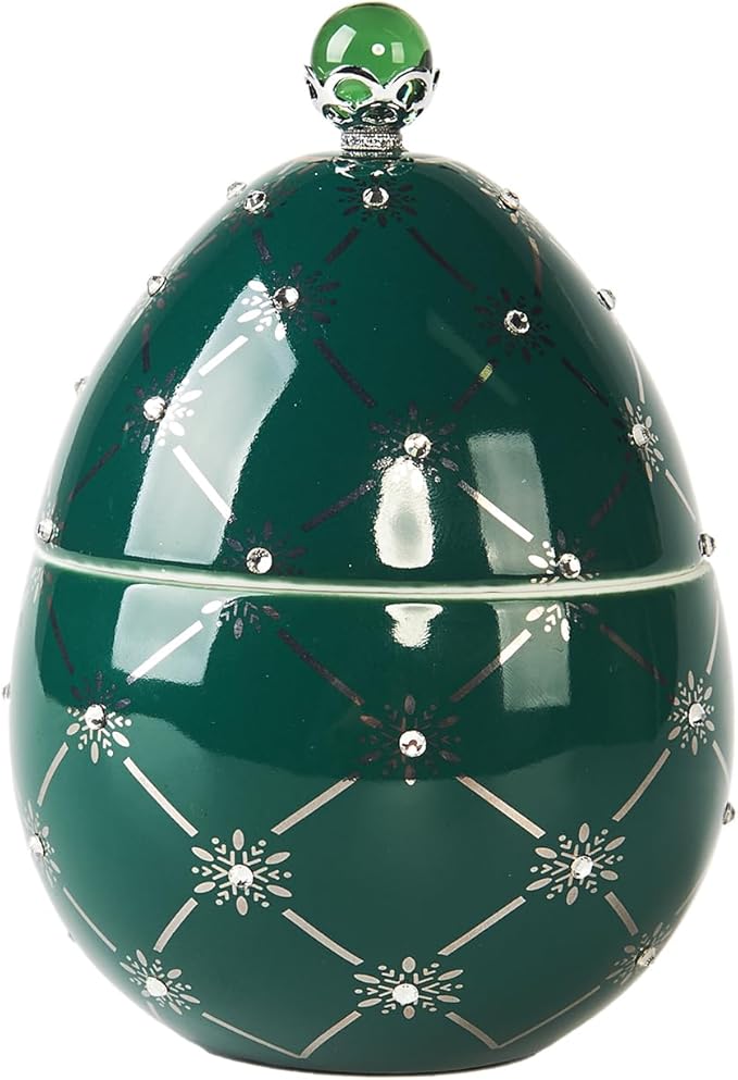 Christmas Candles | Scented Egg Candle with Pink Pepper, Sweet Chestnut and Vanilla | Elegant Christmas Decor & Gift | Warm Holiday Ambiance for Living Room |14 Cm | Green