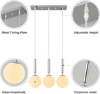 Modern Chrome Pendant Lights Kitchen Island Mid Century with Globe Pendant Light Milk White Glass Pendant Lighting for Living Room Bedroom Entryway (3 Lights)