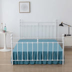 Bed Skirt King Size Ruffled Bed Skirts with Split Corners, 14 Inch Drop Dust Ruffle Bed Skirt with Platform, Teal Blue, 14'' King