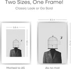 Homeforia A4 Picture Frame Silver, High End Metal 8.3 x 11.7 inch Silver Poster Frames with Mat 5.8 by 8.3 Art, A4 Frames Matted to A5 Photo, 8.3x11.7 Wall or Tabletop Frames, Tempered Glass, Set of 1