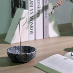 Koville Natural Marble Incense Holder, Incense Holders for Sticks, Sturdy Incense Burner Ash Catcher, Ideal for Meditation, Relaxing, Easy to Clean(Wooden Black)