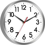 AKCISOT Wall Clock, Modern Small Wall Clocks Battery Operated 8 Inch, Silent Non-Ticking Analog Classic for Office, Home, Bathroom, Kitchen, Bedroom, School(Silver)