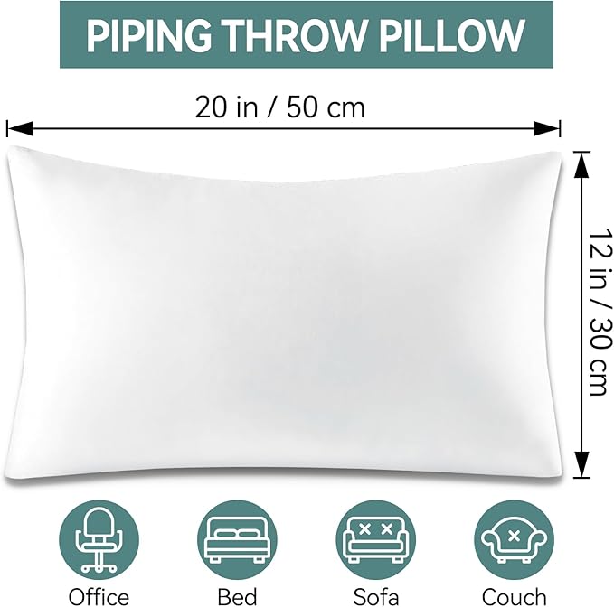12 x 20 Pillow Inserts Lumbar Support Pillow Inserts Decorative Stuffer, Lightweight Soft Fillers for Sofa, Bed, and Home Décor, Decorative Pillows, Inserts & Covers