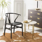 Tomile Set of 2 Bone Chair Solid Wood Y Chair Mid-Century Armrest Dining Chair, Hemp Seat (Wood - Black)