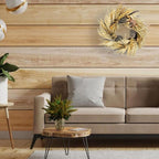 Admired By Nature Pumpkin Wheat Berry Corn Husk Wreath - 24" Artificial Hanging Wreath for Home Decor, Offices, Weddings, Events, Parties, Thanksgiving