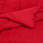 Amazon Basics 2 Piece Easy Wash Microfiber Kid's Comforter and Pillow Sham Set, Twin, Red, Solid