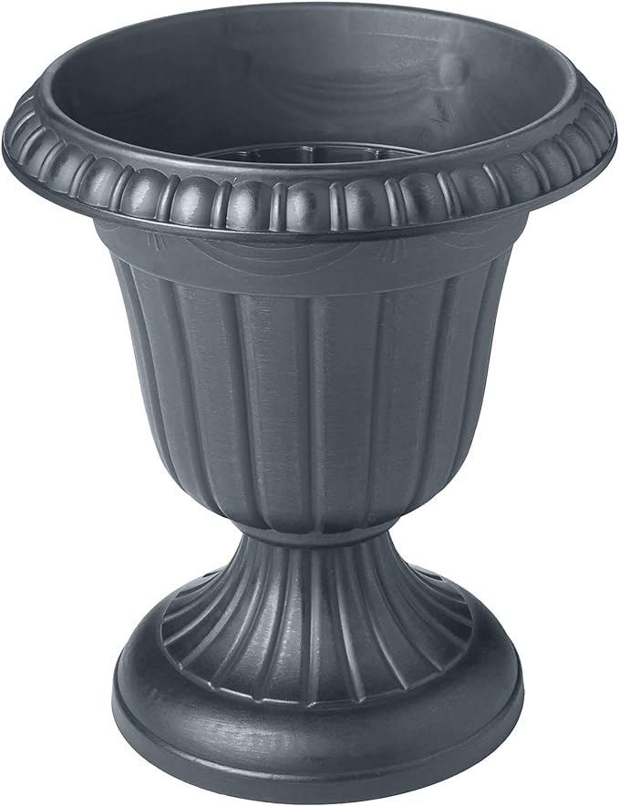 PL20GY Classic Traditional Plastic Urn Planter Indoor/Outdoor, 10" x 12", Gray