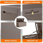 100 Gallon Deck Box Large Outdoor Storage for Patio Furniture,Outdoor Cushions,Garden Tools and Pool Supplies,Waterproof,Resin,Lockable(Grey)