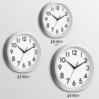 14 Inch Wall Clock Large Battery Operated Big Silent Non Ticking Analog Decorative for Living Room Office Kitchen Outdoor Classroom Bedroom Bathroom School Home(Silver)