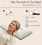 Adjustable Firmness Buckwheat Pillow, Neck Support Buckwheat Pillows for Sleeping with Buckwheat Hulls and Cotton Cover for Back Side Sleepers, as Meditation Cushion, Khaki 20"X12"