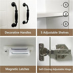 Storage Cabinet/Pantry cabinets, Soft White Finish, 71" Tall Wood Cupboard with 2 Door and 3 Adjustable Shelves for Kitchen, Dining Room, Living Room, Bathroom (Style 1)