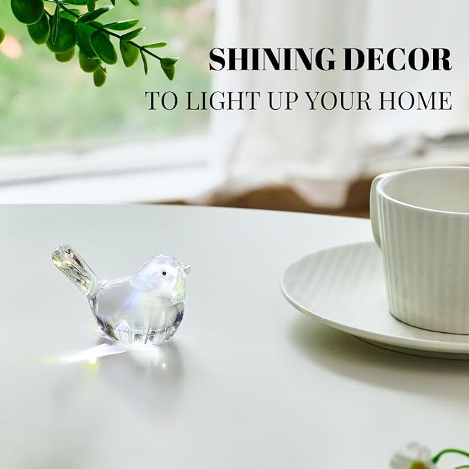 Crystal Glass Bird Figurines Dazzle Clear Glass Bird Decoration Paperweight Hand Blown Glass Art Animal Collectible Figurines Gift for Women