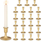 Gold Candle Holders Candlestick Holders: Set of 24 Candle Taper Holders Metal Candle Holders for Candlesticks for Wedding Centerpiece Party Chrismas Mantel Home Decor