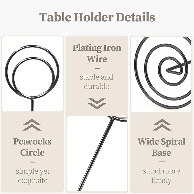 Table Number Holders 20Packs - 3.35 Inch Table Number Stands Place Card Holder for Wedding Party Graduation Reception Restaurant Home Photo Picture Office Memo (Black, 3.35")