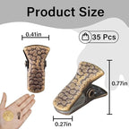 35 Pack Mini Metal Alligator Clips for Crafts Non-Slip Silicone-Coated Retro DIY Badge Small Spring Clips (Bronze)
