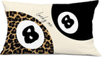 Trendy Leopard Lucky 8 Ball Pillow Covers 20x12, Cheetah Leopard Print Room Decor, Funky Preppy Leopard and Black Billiards Decorative Throw Pillow Covers for Girls Dorm Apartment