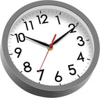 AKCISOT Wall Clock 8 Inch Silent Non-Ticking Modern Clocks Battery Operated - Analog Small Classic for Office, Home, Bathroom, Kitchen, Bedroom, School(Gray)