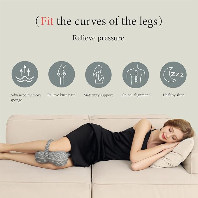 Knee &Leg Pillow for Side Sleepers-Mermory Foam Pillow for Between Legs-Sciatica Pain Relief-Knee,Legs and Back Relief. (grey), DC-0888