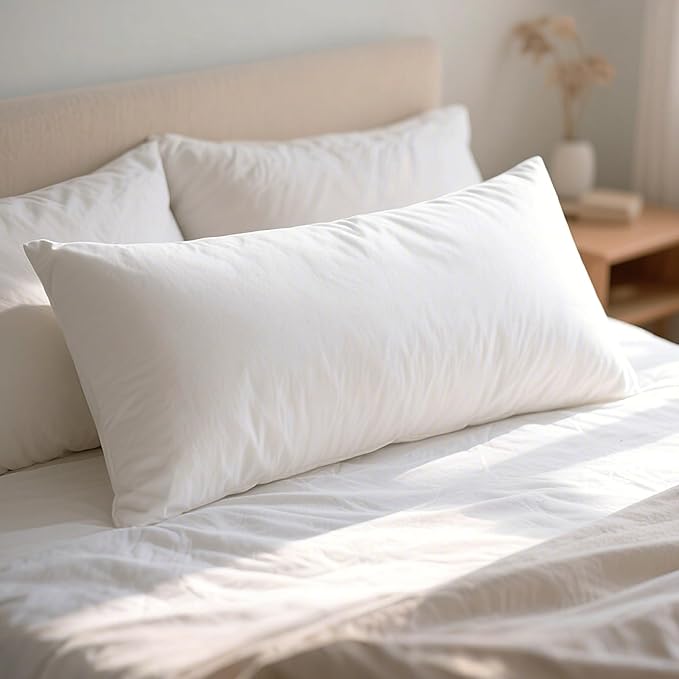 Set of 2 Throw Pillow Inserts, 12x24 Premium Lumbar Pillow Form, Down Alternative Pillow, Hypoallergenic,Virgin Microfiber Stuffer Sham Rectangle Pillow for Sofa Bed Couch