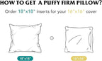Oubonun 18 x 18 Throw Pillow Inserts - Soft, Plush & Decorative Down Alternative Pillows for Couch Sofa Bed, Machine Washable - White, Pack of 2