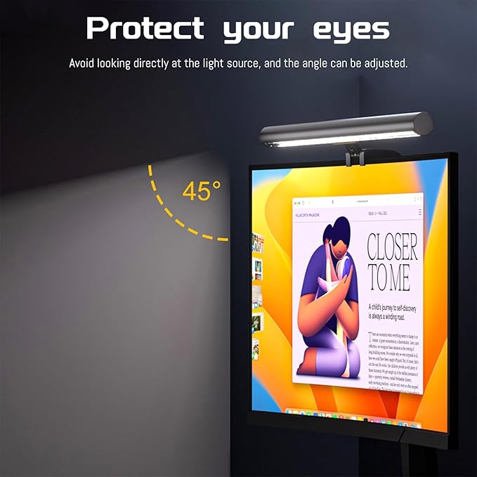 Monitor Light RGB Backlight with Software & Buttons Controls, Dual Light Bar Gaming Office Desk Lamp 15 Modes Dimmable 3 Color Temperature Adjustable No Glare Desk Lamp for Home Office Gaming