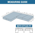 H.VERSAILTEX Velvet Stretch Sectional Couch Covers - 3 Piece L Shape Separate Cushion Set for Large 2 Seater + 1 Chaise, Brown Striped