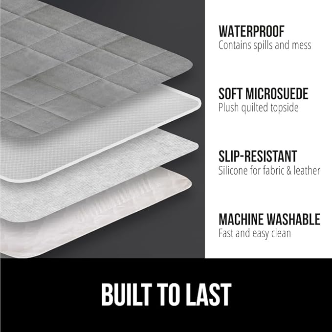 GORILLA GRIP Patented Waterproof Slip-Resistant 50” Loveseat Protector Cover, for Leather or Fabric Couch Cushion, Large Microsuede Furniture Covers Dogs Pets Machine Washable Slipcover, Gray