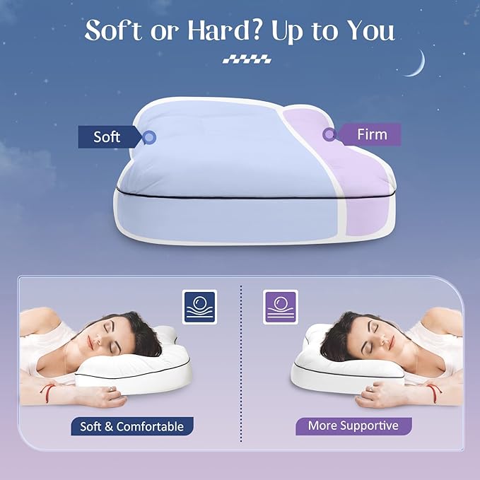 cozyide Cervical Neck Pillow with Removable Pillowcase, Memory Foam Bed Pillows for Neck and Shoulder Support, Ergonomic Neck Support Pillow for Side, Back and Stomach Sleepers, 26" L x 17" W