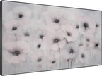 46"x72" Extra Large Framed Wall Art Soft White Poppies Watercolor Floral, Delicate Botanical for Home Living Room Bedroom Decor (Frame Assembly Required)