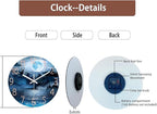 XFM Extra Large Blue Wall Clock 24 Inch Round Silent Non-Ticking Battery Operated Wall Clocks Glass Moon Forest Deer Decorative Clock for Kitchen Living Room Home Office