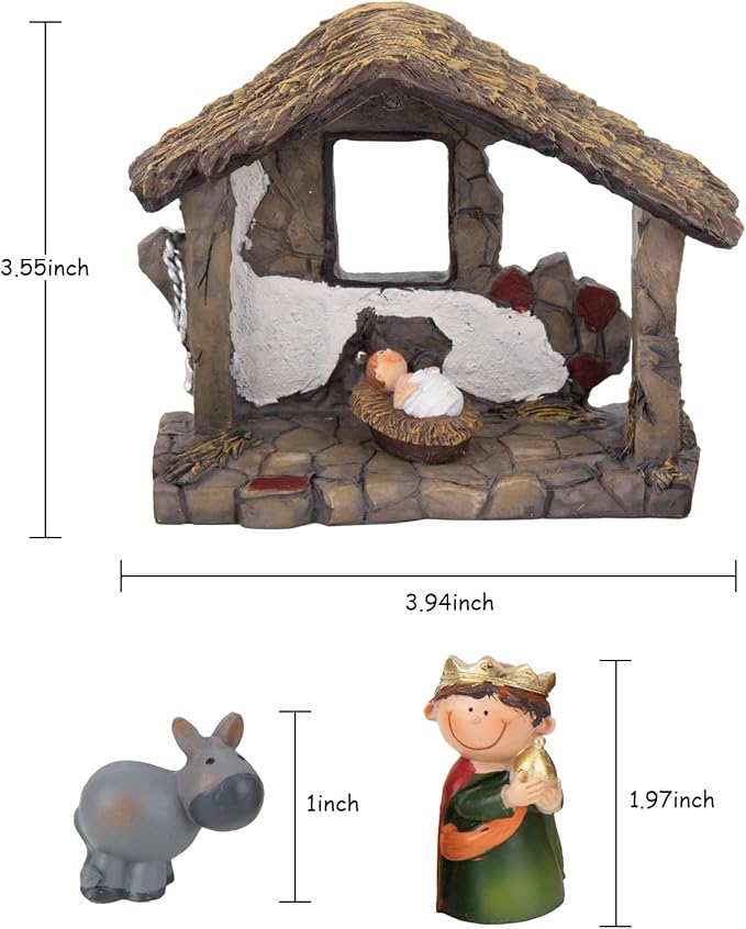 taman Nativity Figurines Resin Ornaments Set,12 Pieces Tabletop Scenes Xmas Gifts Collectibles for Christmas Holiday Decorations