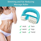 Cellulite Massage, Manual Roller Massages with Two-Wheel Handle,Relax Muscles to Relieve Stress,Increases Blood Circulation,Apply to Arm/Shoulder/Leg/Back/Buttocks/Abdomen(Blue)