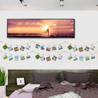 Photo Hanging Display with 50 Photo Clips, String Hanging Pictures Decor Wall Display, Clip Photo Holders for Hanging Kids Artwork On Wall Decor Home