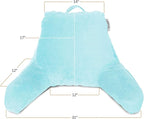 Nestl Reading Pillow Standard Bed Pillow, Back Pillow for Sitting in Bed Shredded Memory Foam Chair Pillow, Reading & Bed Rest Pillows Light Blue Back Pillow for Bed, Bed Chair Arm Pillow with Pockets