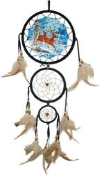 Remorelt Wolf Eagle Bear Dream Catcher Bedroom Wall Decor, Christmas Home Decoration, Room Accessory, White Moon Feather Decoration - Unique Home Craft Wall Pendant (DC28 6Inch Deer)