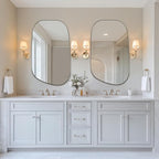 ANDY STAR Brushed Nickel Mirror, 22"x30" Silver Asymmetrical Wall Mirror for Bathroom, Unique Irregular Design with SUS304 Stainless Steel Metal Frame, Ideal for Bathroom, Bedroom, Entryway