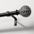 Black Curtain Rods for Windows 72 to 144 Inch,1'' Diameter Drapery Rods with Leaf Pattern Finials,Decorative Adjustable Heavy Duty Curtain Rods Set,36-150''