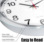 Geevon 12 Inch Atomic Wall Clock - Self-Setting Analog Clock with Automatic Time Sync - Battery Operated for Home Office School - Silver Frame