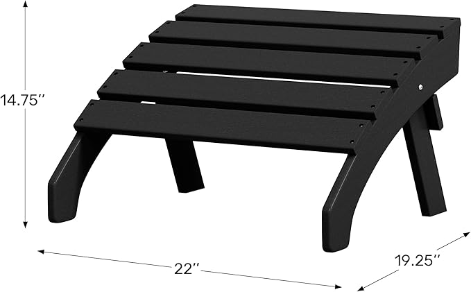 WestinTrends Dylan Outdoor Patio HDPE Adirondack Ottoman Footrest, Black