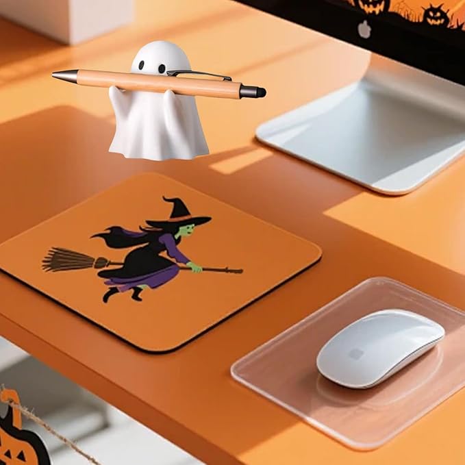 Halloween Ghost Figurine, Funny Resin Pen Holder Ghost Statue, Cute Decor for Halloween Decorations Desk Indoor and Porch Spooky Home Decor
