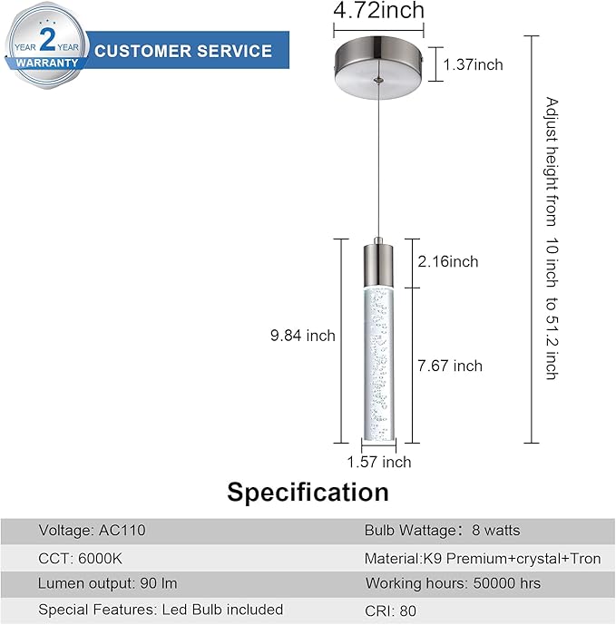 3 Pack Mini Pendant Light,Satin Nickel Kitchen Lighting with Led Bulb, Updated 3D Generation Preminum Bubble Chandelier Light Fixture for Kitchen,Dining Room,Living Room,Corridor……