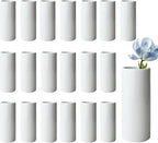 Modern White Ceramic Vase Set of 20 for Living Room Bedroom 5.51'' Minimalist Fresh Small Flower Vases for Bouquet Fake Plant Home Decor Office Fireplace Centerpieces Nordic Style 20 Pack
