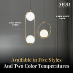 𝗠𝗢𝗗 𝗟𝗜𝗚𝗛𝗧𝗜𝗡𝗚 Jewels & Pearls | Modern Gold Pendant Light Fixtures, Globe Pendant Lights for Kitchen Island Lighting, Dimmable LED Bulb Included, 1 Pack (Gold | Warm White | Long Oval)