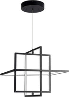 Modern LED Chandelier Led Pendant Light Square Contemporary Chandelier Hanging Light Dimmable for Living Room, Dining Room, Bedroom, Kitchen, Stydy Room 90W 6000K Cool Light (Black)