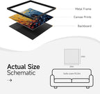 Framed Blue Modern Abstract Wall Art, Minimalist Large Canvas Paintings Artwork for Walls, Blue Yellow Art Prints Pictures for Living Room, Hallway, Bedroom, Office, Bathroom Wall Decor -24x24 Inch