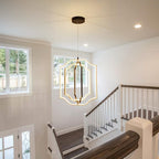 modern LED chandelier DIY creative chandelier adjustable hanging chandelier round ring 3 ring 3000K warm white light fixture for dining room bedroom kitchen island hall black gold (D = 19.7")