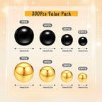 300Pcs Pearl Vase Filler, Black BrightGold No Hole Faux Pearl Beads for Centerpieces Vases, Candle Centerpieces, Wedding Birthday Party Home Decor 8/10/14/20mm