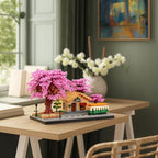 Cherry Train Building Set, Japanese Sakura Train Station Scene with Cherry Blossom Trees, Collectible Architecture Model Kit Mini Bricks Toys 3668 Pieces