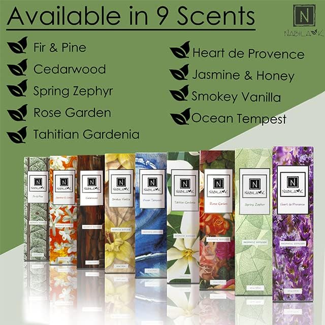 Nabila K Fir & Pine Reed Diffuser Set – Evergreen Aromatic Oil for Home – Long-Lasting, Smokeless Scent – Made in USA – Includes Reeds + Bottle – Flameless Candle Alternative